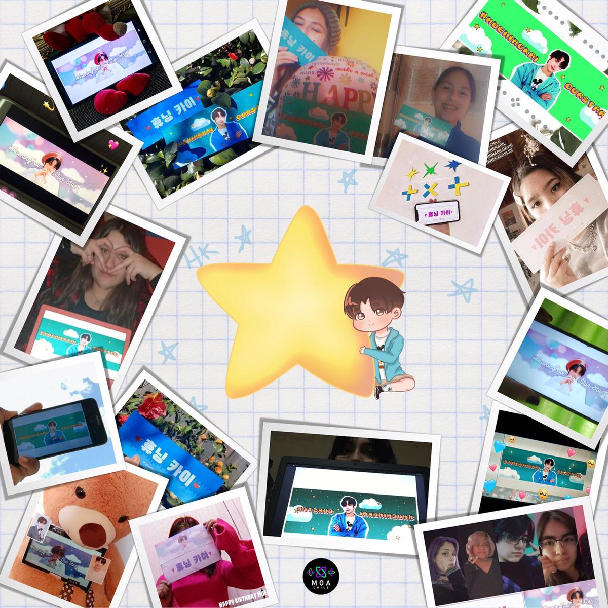 MOACHILE's tweet photo. Hello, we are Moa Chile!! fanbase dedicated to TXT in our country.
To celebrate the birthday of our beloved Hueningkai we have given him a star to express all our support and love, hoping that he will always remain healthy and happy with the other members.
Also as Staff we thank+ https://t.co/yzIih8CR3a