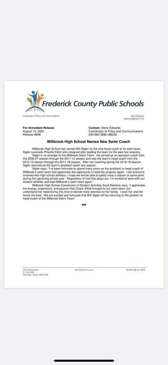 Welcome back Coach Sigler!  🏊‍♀️🏊‍♂️Ⓜ️