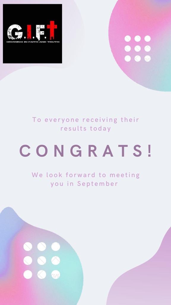 GIFTUOB's tweet photo. Congratulations on all your hard work! If youβre coming to UOB this autumn and are looking for a Christian community, keep a look out for @GIFTUOB! We hope to see you soon!
#resultsday2020
#alevelresults
#UOBfreshers https://t.co/uO7BbxSSN0