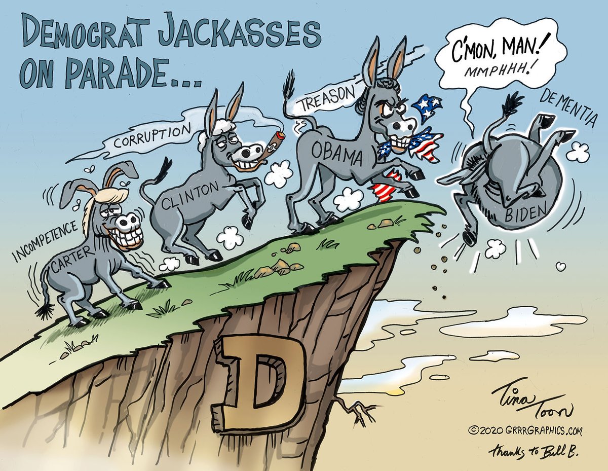 GrrrGraphics's tweet photo. #Democrat Donkey Drop! New #TinaToon- Democrats create problems, then tell you Democrats are the only one's that can solve them! We love #DemocratsForTrump 
 but the marxist radicals ..not so much!  #Biden2020 just another jackass! read the funny post at https://t.co/8Y0FyzRAU8 https://t.co/NCwn01TdLP