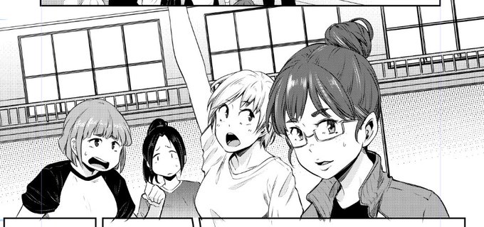 次回作進捗。モブ女子部員達。この距離感でモブっぽさ出すの難しい…はりきるエキストラって感じ、主人公より目立たないでね 