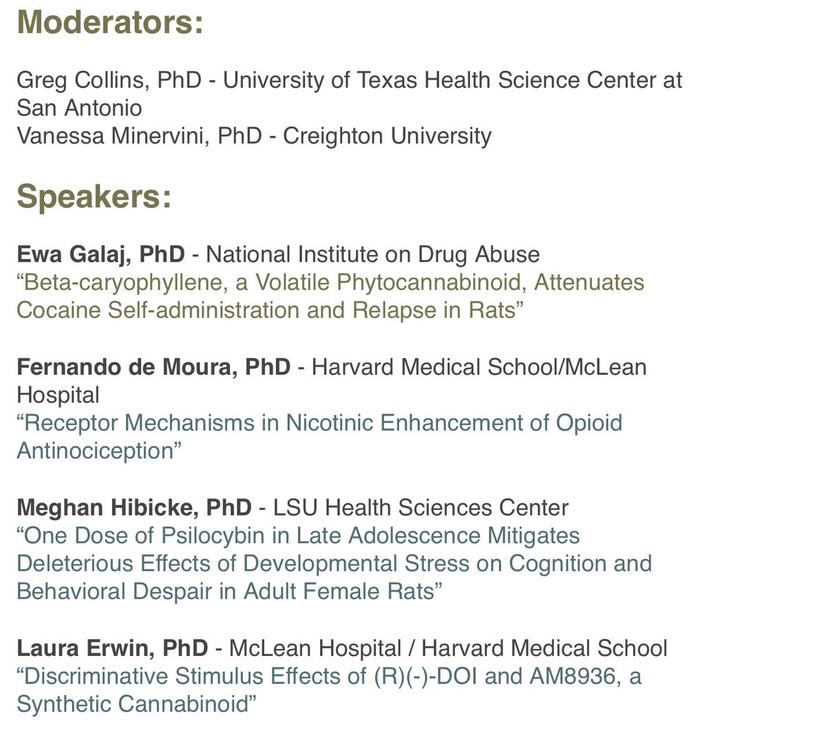 ASPET's tweet photo. Speakers will have 10 min to present their talk + 5 min for questions.  Best of luck to all the competitors! 

Ewa Galaj, PhD  
Fernando de Moura, PhD 
Meghan Hibicke, PhD 
Laura Erwin, PhD https://t.co/PKKD3YLx8d