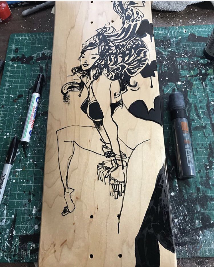 JimMahfood's tweet photo. For all the skate rats out dere. 
Fuc penciling, straight to ink, just go for it 💀
#skate #destroy #process #thrasher #wood #waffles #thighs #pimpgame #skateanddestroy #psychedelic #destruction #visualfunk #foodone #jimmahfood https://t.co/M9swTQAPpR