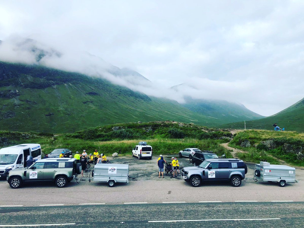 GLENCOE // The new defenders transporting cyclists and bikes to the stunning start point this morning. <a href="/HatfieldsLrover/">Hatfields Land Rover</a> <a href="/LandRover/">Land Rover Discovery</a> <a href="/LandRoverPR/">LandRoverPR</a> <a href="/PilgrimBanditsU/">Pilgrim Bandits & U</a> #vetrun180 #adventuretherapy #injuredveterans #landrover #newdefender #johnogroatstolandsend #mnd