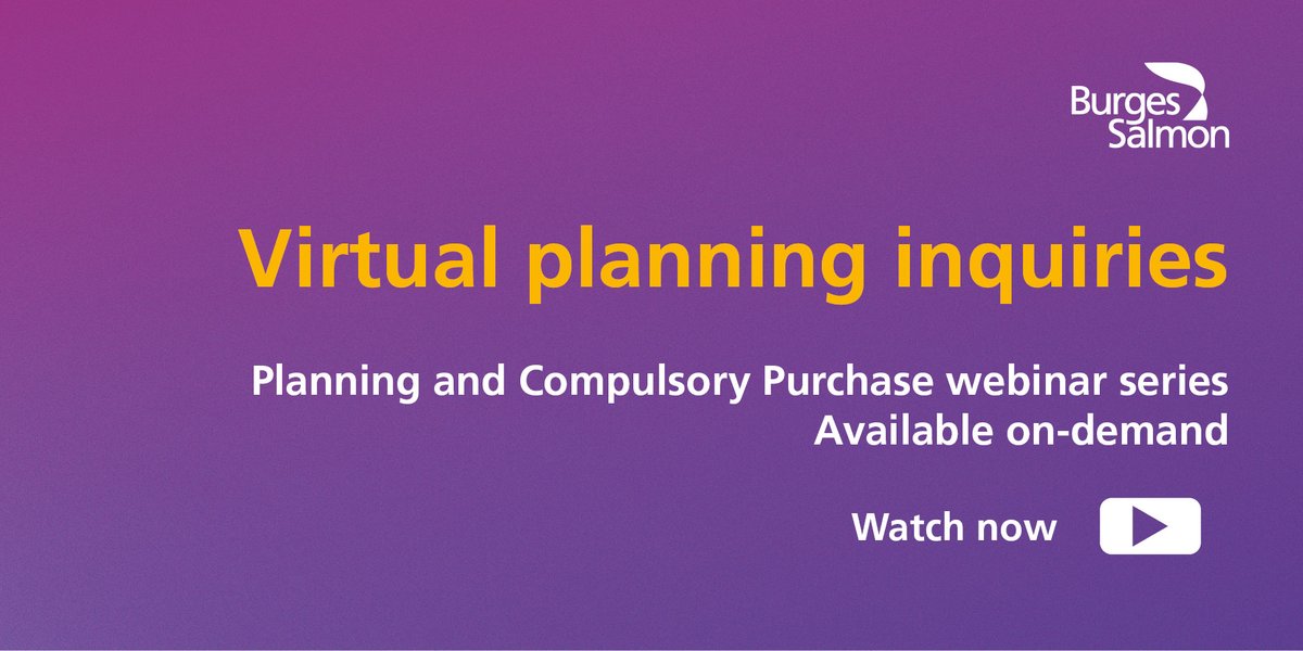 Our virtual #planning inquiries webinar is now available on-demand. This joint webinar, chaired by Sarah Sutherland, senior associate in our planning team, focuses on providing practical guidance and insight on virtual planning inquiries.  Watch now: bsalmon.us/39y9xrH