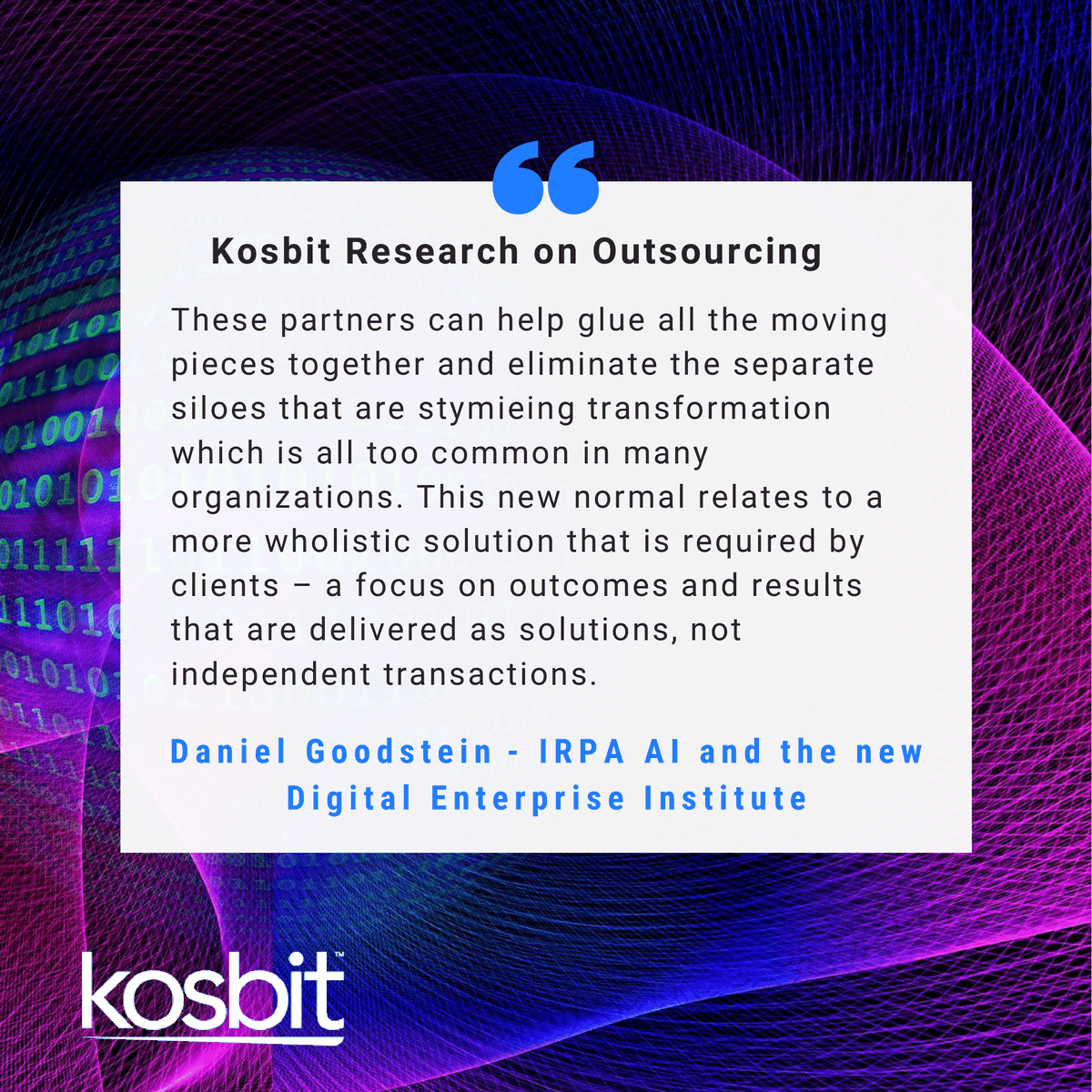 kosbitLLC's tweet photo. The study conducted by Kosbit reveals the opinions of 20 industry experts on Outsourcing potential in Eastern Europe.

Daniel Goodstein - IRPA Artificial Intelligence 

#kosbit #research #outsourcing  #managedservices #IT #kosovo #sharedservices #bposervices #outsourcingservices https://t.co/3JzmFnaLFe