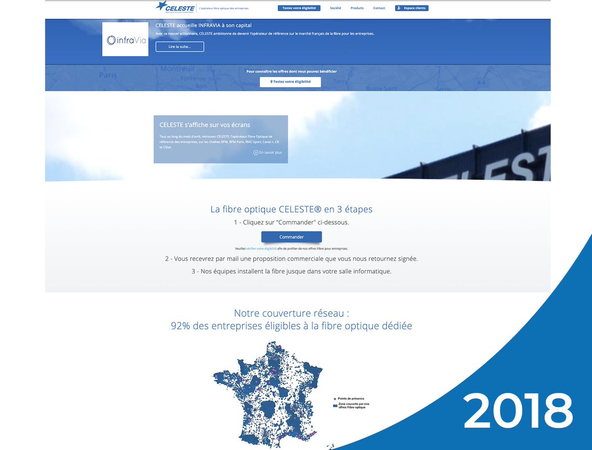 SocieteCELESTE's tweet photo. Depuis le début des #annees2000, notre site internet n'a cessé d'évoluer, à l'image de notre entreprise. En #2004, nous mettions en avant le SDSL à #512k, 16 ans plus tard, c'est la fibre dédiée à #10Gbit ! Et vous, quelle version préférez-vous ? 🖥️ https://t.co/BdEESzDirV