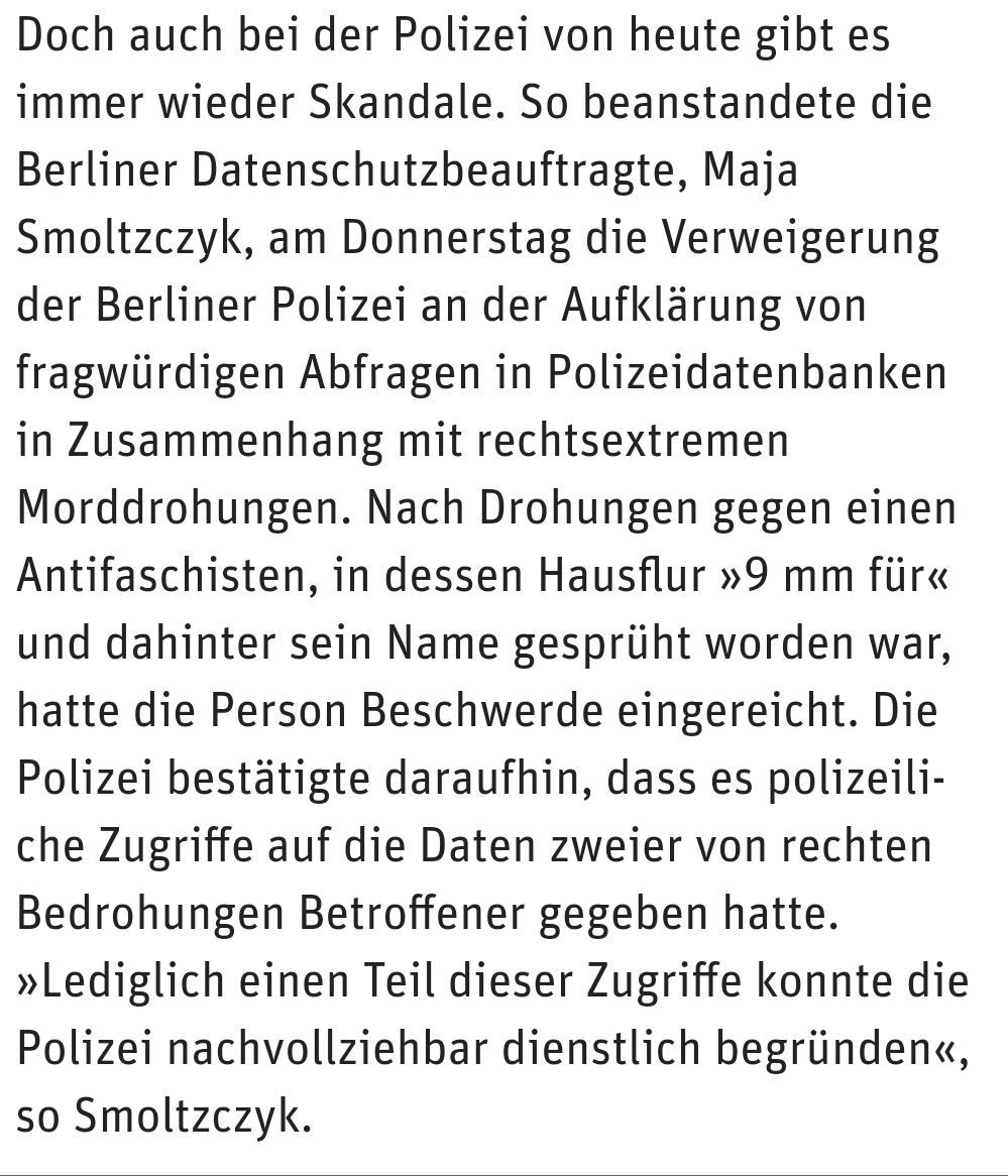 syndikat44's tweet photo. Die Taktung neuer Skandale aus den Sicherheitsbehörden rund um den #Neukölln-Komplex wird immer höher. Die Daten von mehreren Betroffenen persönlicher Morddrohungen wurden vorher in Polizeidatenbanken abgefragt. NSU2.0 lässt grüßen.

https://t.co/uB5Gk3zNVR https://t.co/TVmXH0UMek