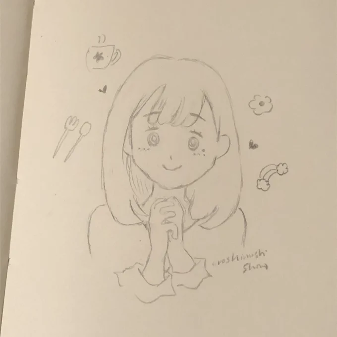 似顔絵オーダー8人下絵書き終えて、全部送った〜!!ふう、、、8人一気は大変だった。。 