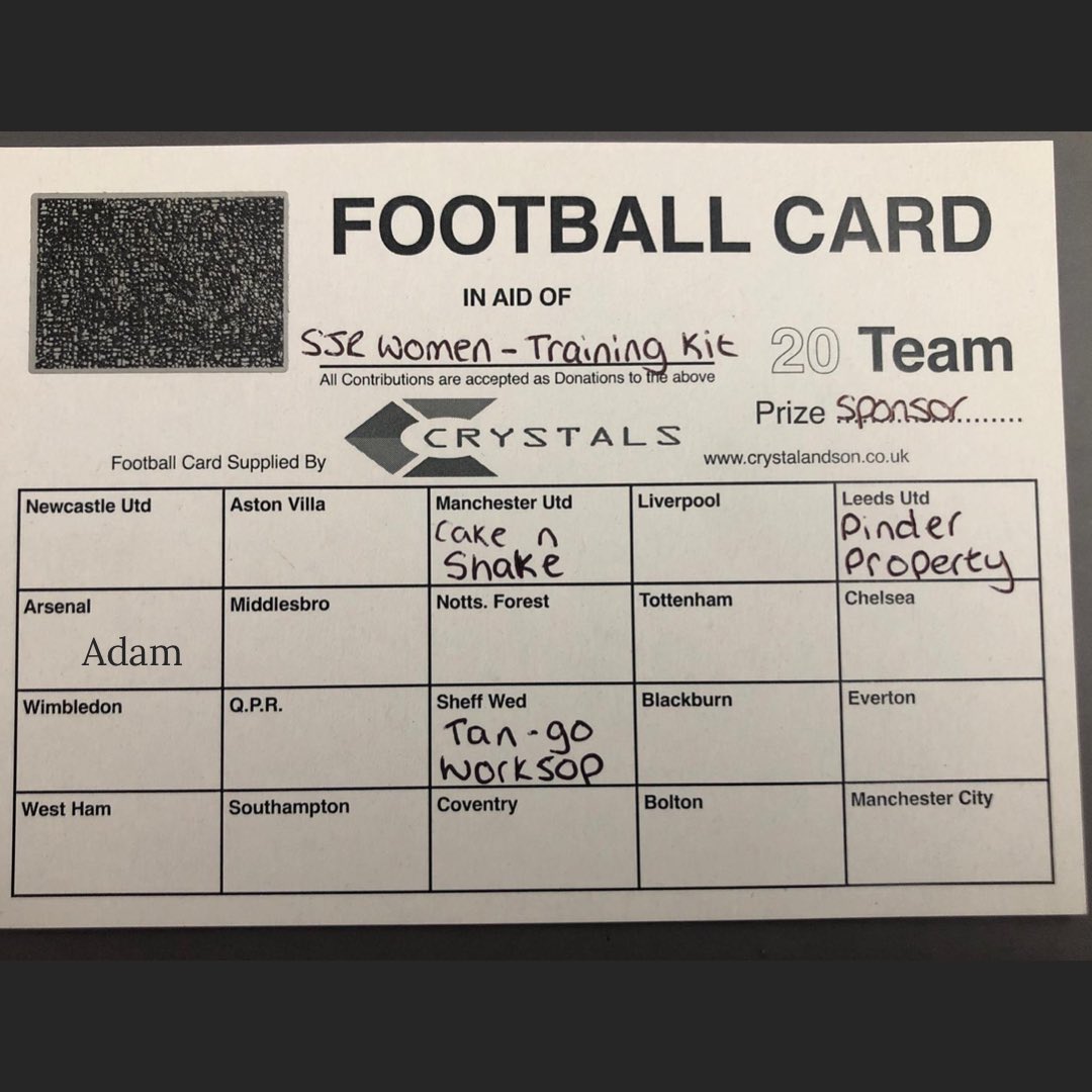 SPONSORSHIP OPPORTUNITY 

For as little as £25 you could be our training kit sponsor for the 2020/21 season!

✅ £25 per team
✅ Front of shirt sponsor
✅ Winner drawn when card is full

Comment or DM your business name and chosen team to enter

#worksop #sponsorship @StWorksop