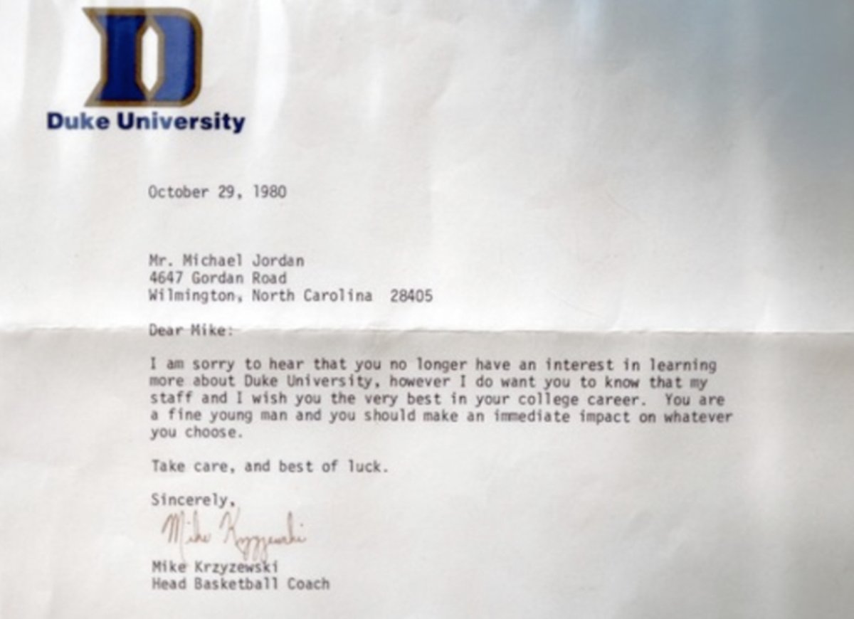 darrenrovell's tweet photo. 40 years Ago Today: First year Duke basketball coach Mike Krzyzewski writes a letter to Michael Jordan wishing him luck after picking rival UNC. https://t.co/7z29A6pPXX