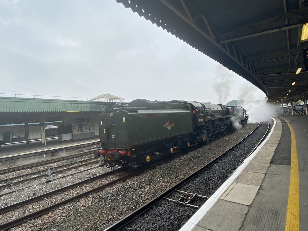 Turns out this thread isn’t quite finished yet. Was - and still am - waiting for the train home when I heard a whistle. Assumed it was 46100 + 70000 leaving Barton Hill for home, but they came through BTM to turn.