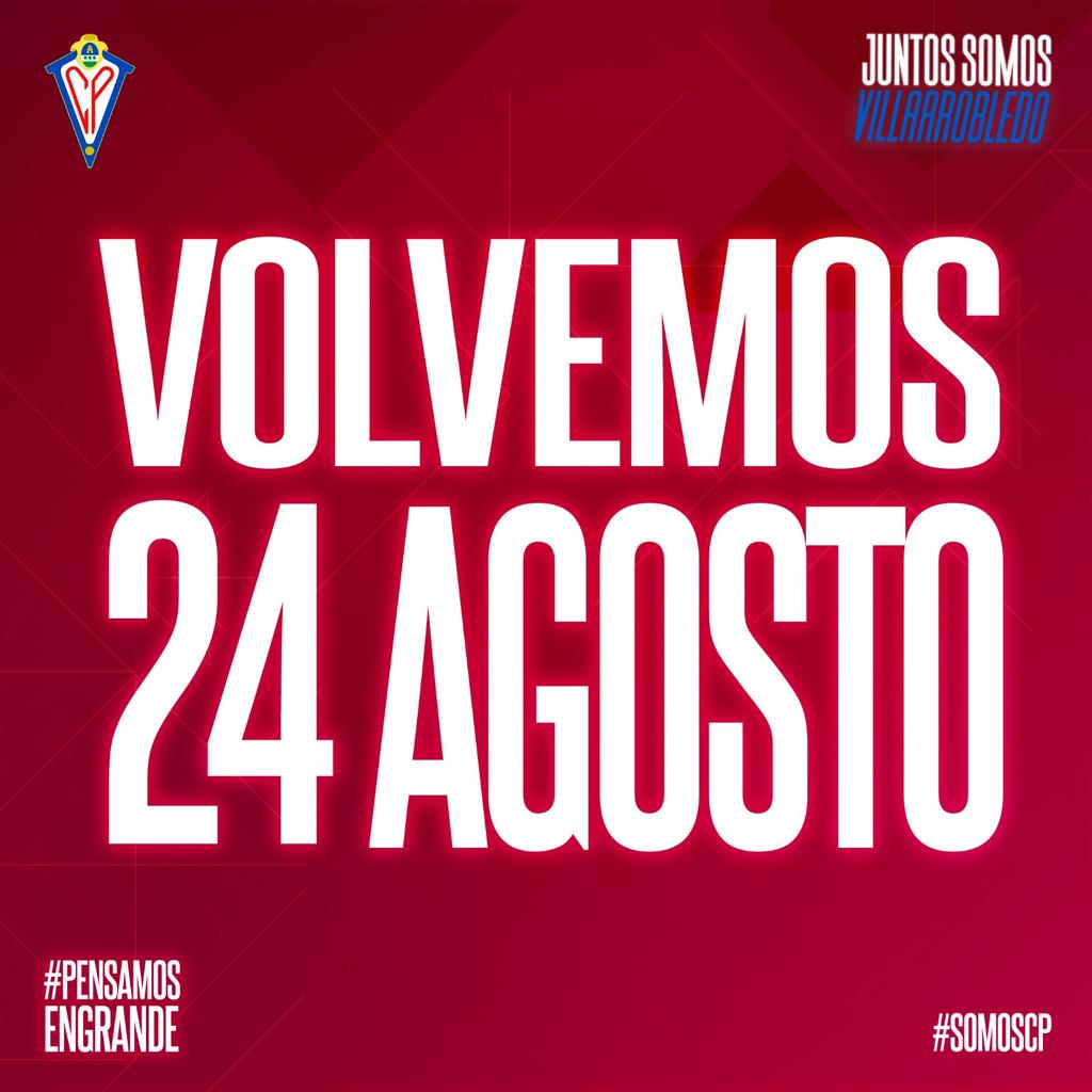 CPVillarrobledo's tweet photo. 👏🏼⌛ Ya tenemos fecha de inicio... 
¡El 2️⃣4️⃣ de agosto iniciamos la #Pretemporada! ❤️💙

📲 ¡Haz RT ♻️ si tienes tantas ganas como nosotros de empezar! 🎉 #SomosCP #PensamosEnGrande https://t.co/EpOsOddH59
