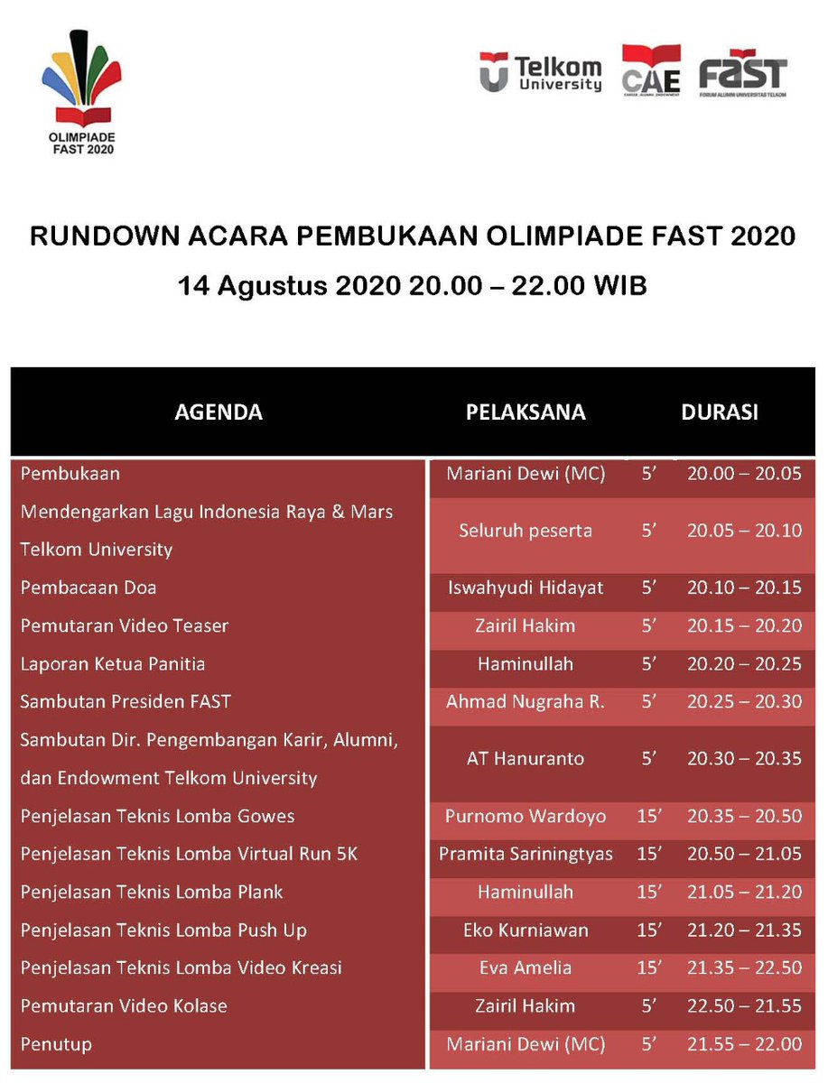OFast2020's tweet photo. Hi #TelUtizen &amp; #FASTers 
Masih ada kesempatan untuk mendaftar #OlimpiadeFAST2020 . Yuk jangan lewatkan kesempatan untuk menjadi salah satu dari Olimpians!

https://t.co/o4RepX8q6G

@TelUCareer @TelUniversity @stttelkom https://t.co/NlRJcISCfh