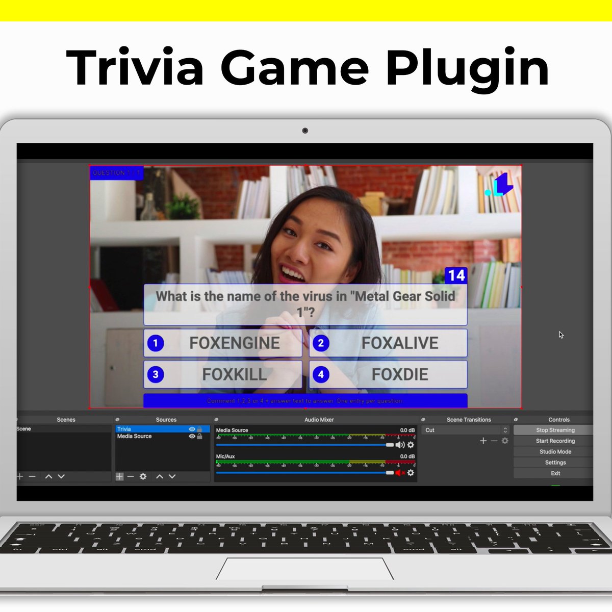 livereacting's tweet photo. ✨NEW: TRIVIA GAME PLUGIN🔌🕹️✨
If you are used to work with software like OBS, StreamYard, vMix, Restream etc., this plugin is for you: 👉https://t.co/T3ZQ9khEFu
#LiveReacting #livequiz #livetrivia #livegame #gamestreaming #OBS #streamingsofware https://t.co/Rvz8pvh62B