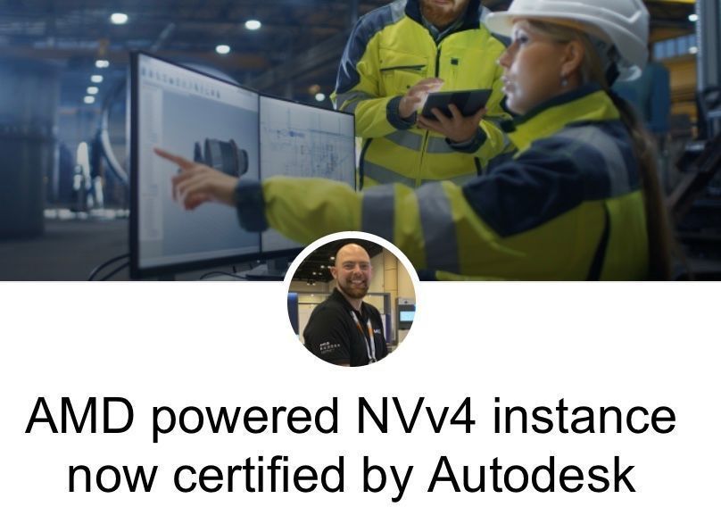 Good news! Did you know that the new #NVv4 Azure Virtual Machine sized >> <a href="/AMD/">AMD</a> powered are now #certified by #Autodesk? This could tremendously lower your costs while using #WVD as desktop virtualization solution. cc <a href="/wkmyrhang/">William Myrhang</a> Read more here: community.amd.com/community/rade…
