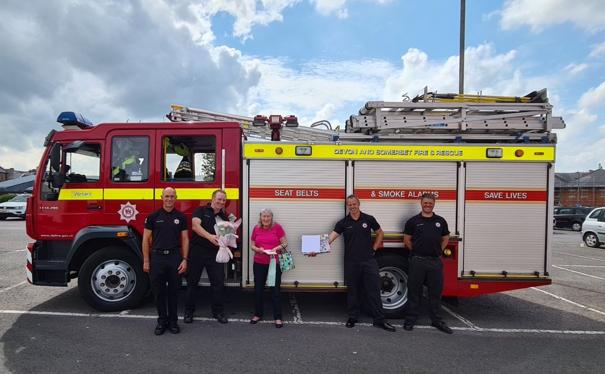 Blue Watch popped round to see Dot, the station cleaner, who has now retired. All the best Dot after many years cleaning up after us.....x