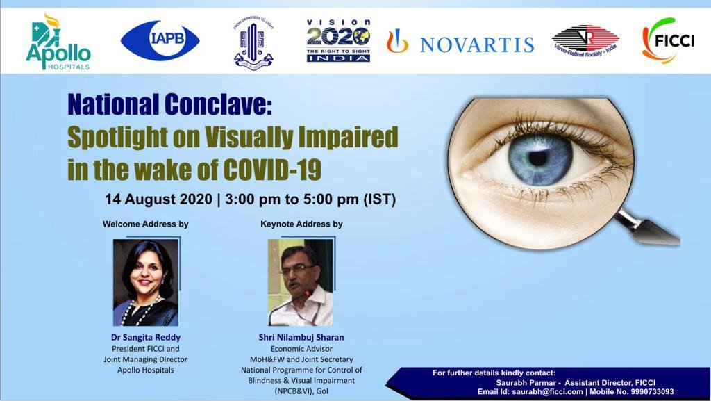 As COVID rages in the country, visual impairment could turn out to be one of the biggest challenges facing healthcare providers. Join us at National Conclave on ‘Spotlight on Visually Impaired in the wake of COVID’ on 14 August at 3 PM. To register, visit 
webinar.ficci.com/vision/index.p…