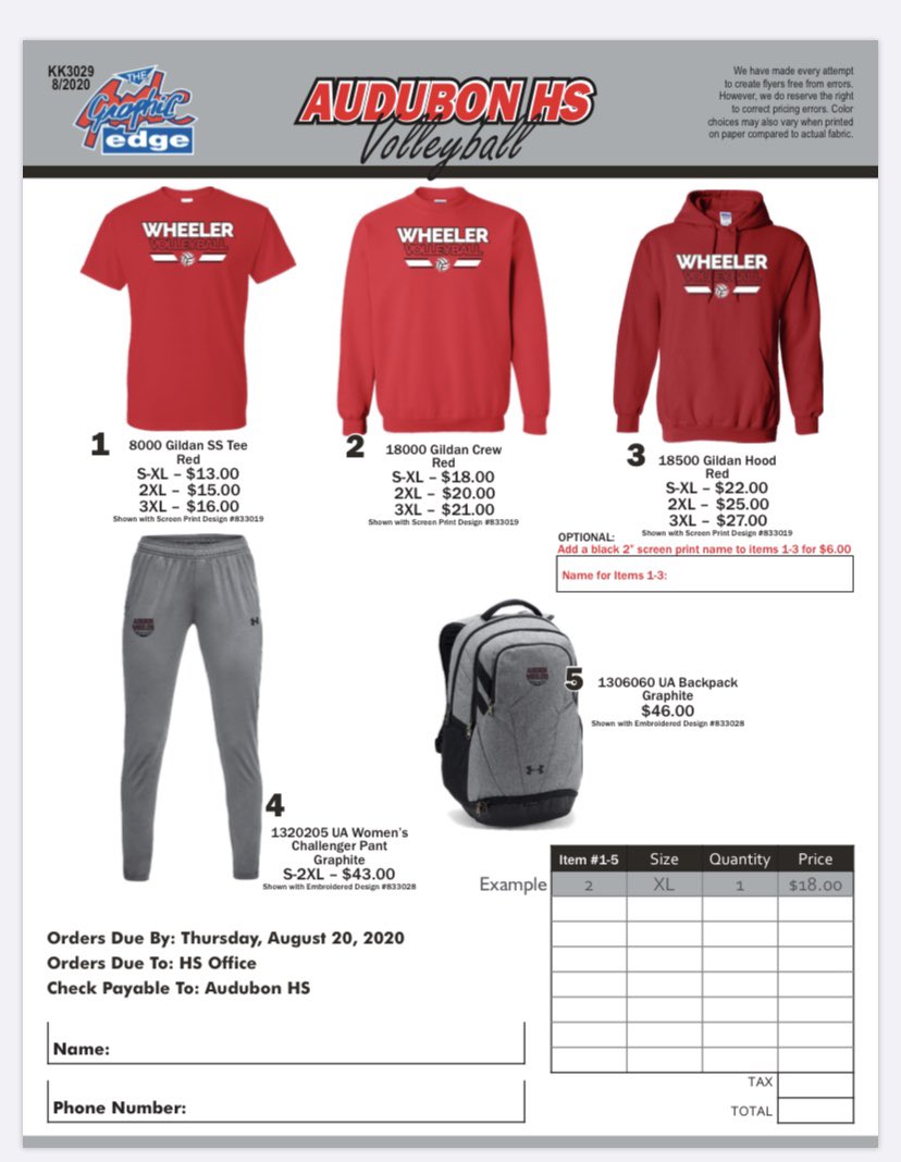 gowheelers's tweet photo. AHS Volletball apparel order forms are on the district website. Orders with payment are due 8/20/20. There is NO TAX on the orders. https://t.co/vlbKze28eB