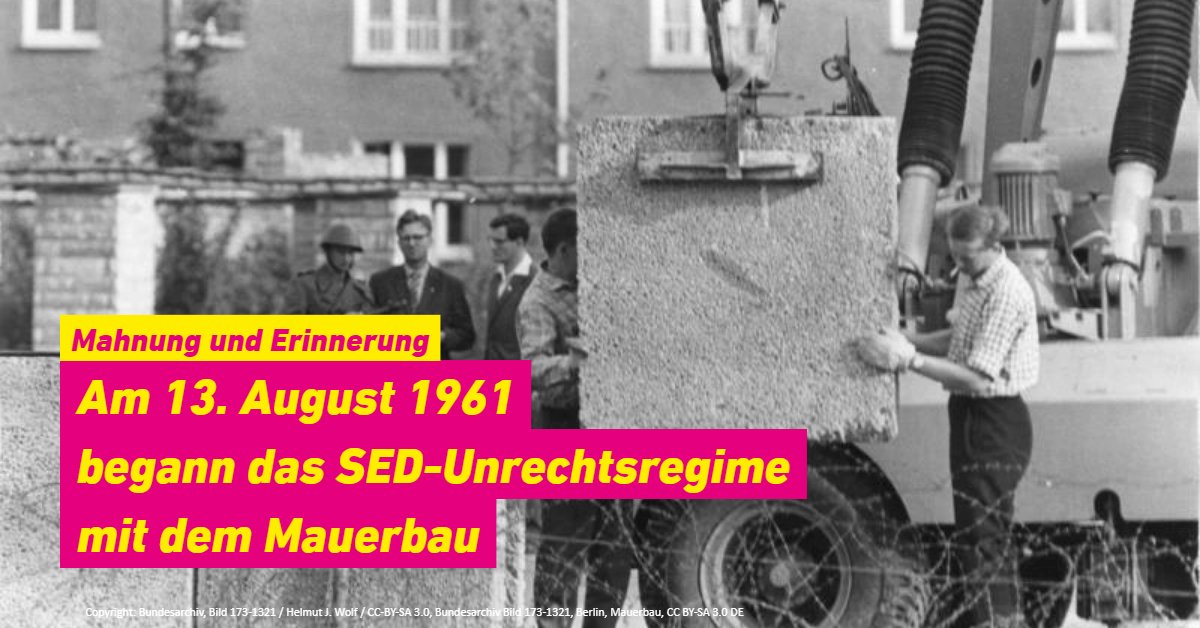 Der #Sozialismus war so erfolgreich, dass er seine eigene Bevölkerung einsperren musste.

Wir gedenken der Opfer der Mauer. 
#Mauerbau #13August1961