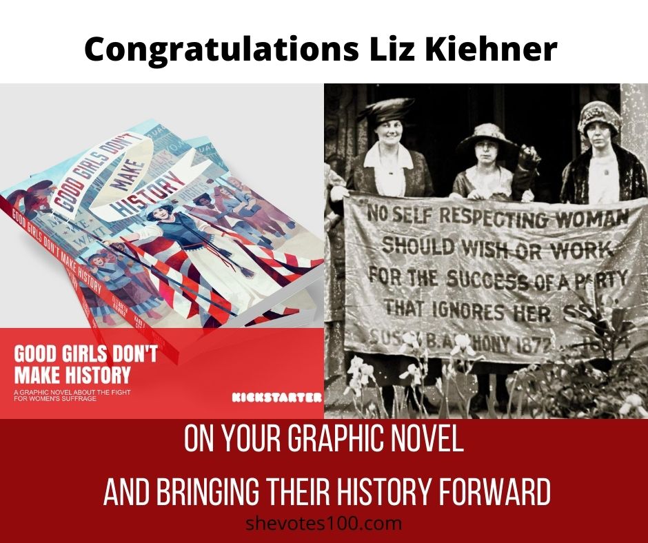 Congratulations to @kiehner for all of your hard work on “Good Girls Don’t Make History”! 
To support the graphic novel, check out the link in our bio. 

#shevotes100 #womenssuffrage #womensrights #motivational #inspirational #girlpower #iggirls #voting #vote2020