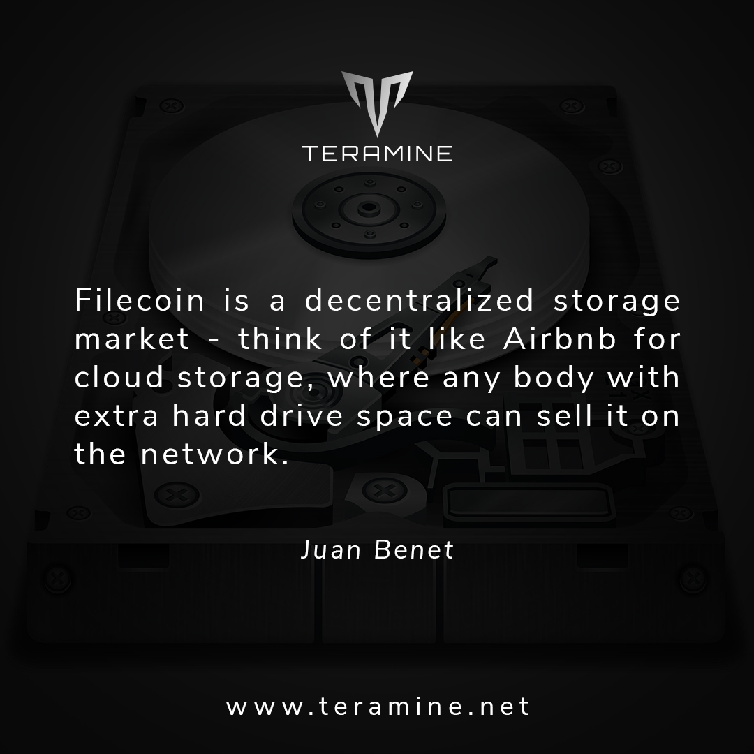 TERAMINE_'s tweet photo. #Filecoin is a decentralized storage market📈 - think of it like Airbnb for #cloudstorage, where anybody with extra hard drive space can sell it on the network📶. 

Juan Benet
https://t.co/DZJEc4Ti1h

#Teramine #Blockchain #Mining #cryptocurrency #quote #motivation #inspiration https://t.co/bcN6WOecED