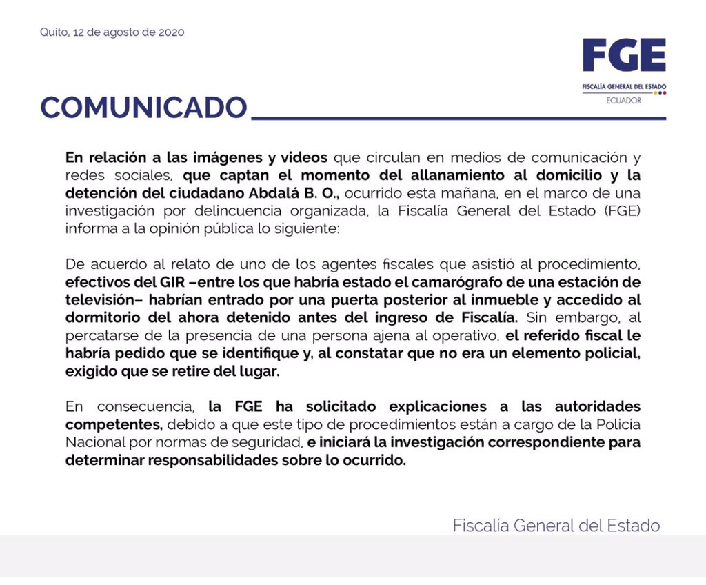 fortizvizuete's tweet photo. La Fiscalía reconoce que hasta el camarógrafo de @teleamazonasec les gambetea. https://t.co/wlWjy1FUFF
