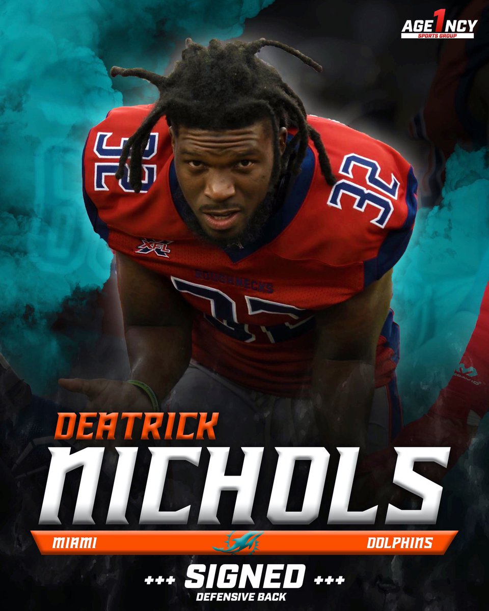 AgencyOneSports's tweet image. Welcome home @DeatrickNichols! The newest member of the @MiamiDolphins! Time to get to work! #agency1 @AstonWilson #madeindade @iRepCoaches