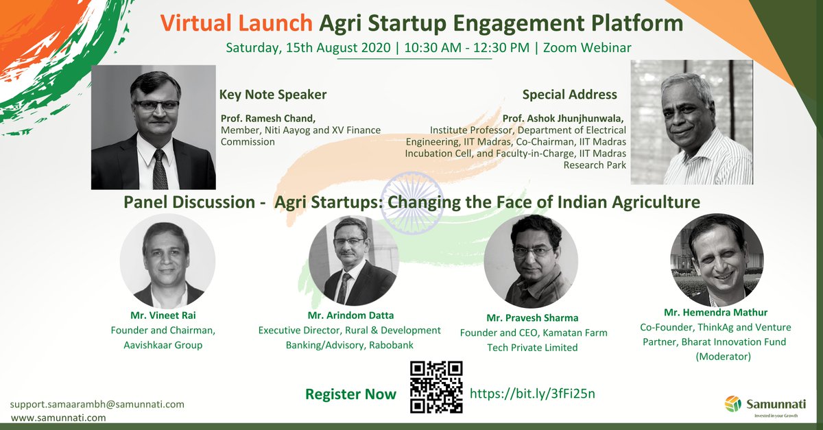 samunnati's tweet photo. #Samunnati is excited to launch its Agri #Startup Engagement Platform on 15th August, starting at 10:30 AM in the august company of eminent #industryexperts, #Leaders and #academicians.

Register now- https://t.co/cfuUJFOsfZ

#InvestedInYourGrowth #VirtualLaunch #agtech #webinar https://t.co/WiouYi7f2f