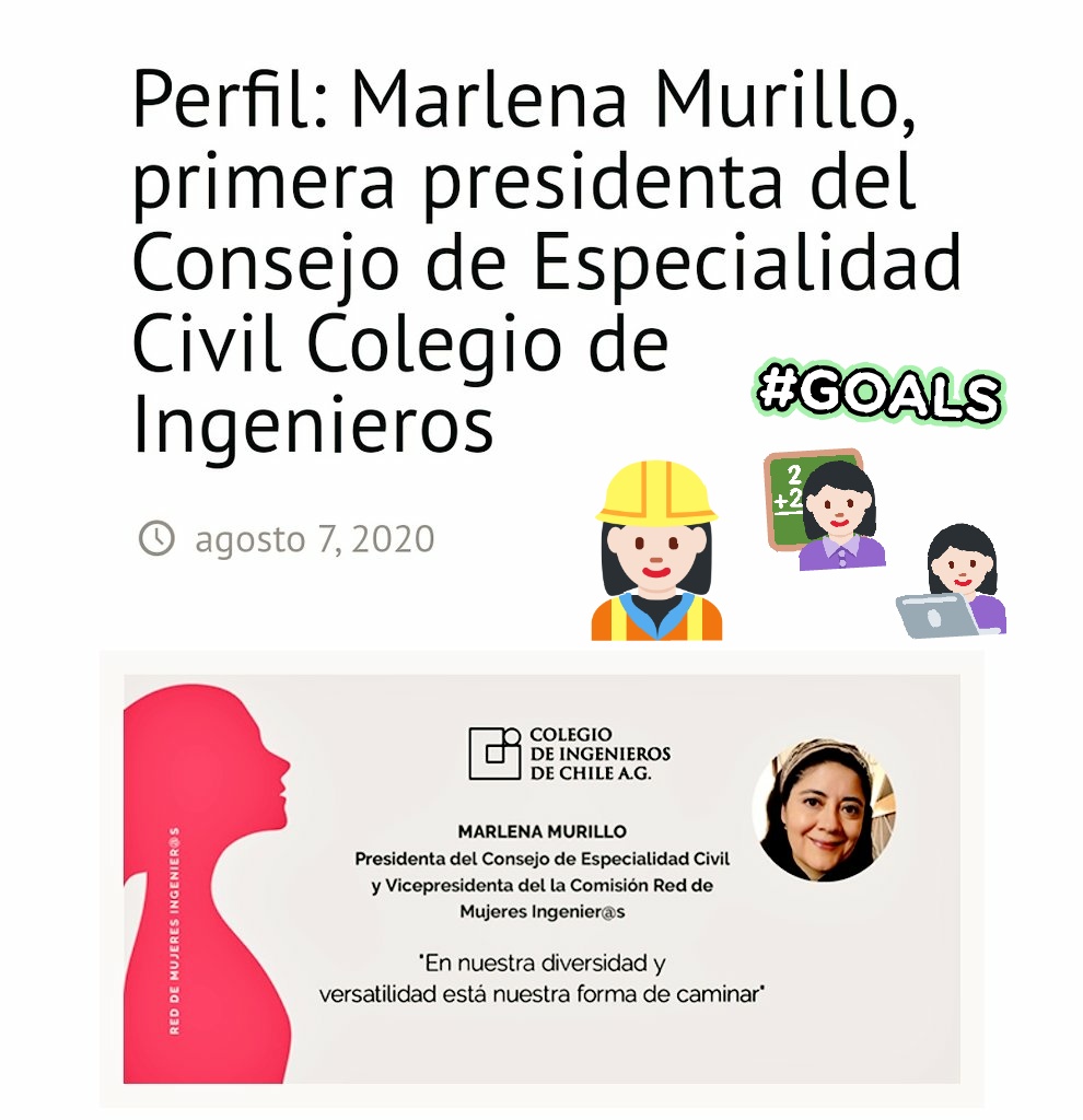 RedIngenierasCI's tweet photo. #Perfil de nuestra #VP de @RedIngenierasCI y #1ra #Presidenta de @civilesCI 🤓👏👷🏻♀️ @IngenierosCHILE @dicuchile @AICE_CHILE @UChile_Beauchef @i_construccion @red_ingenieras @LACCEI_Engineer @confediok @Ingeniosas_cl #MatildaII #CatedraMatilda https://t.co/CE3YXn6C79 https://t.co/YbF4MeBKPV