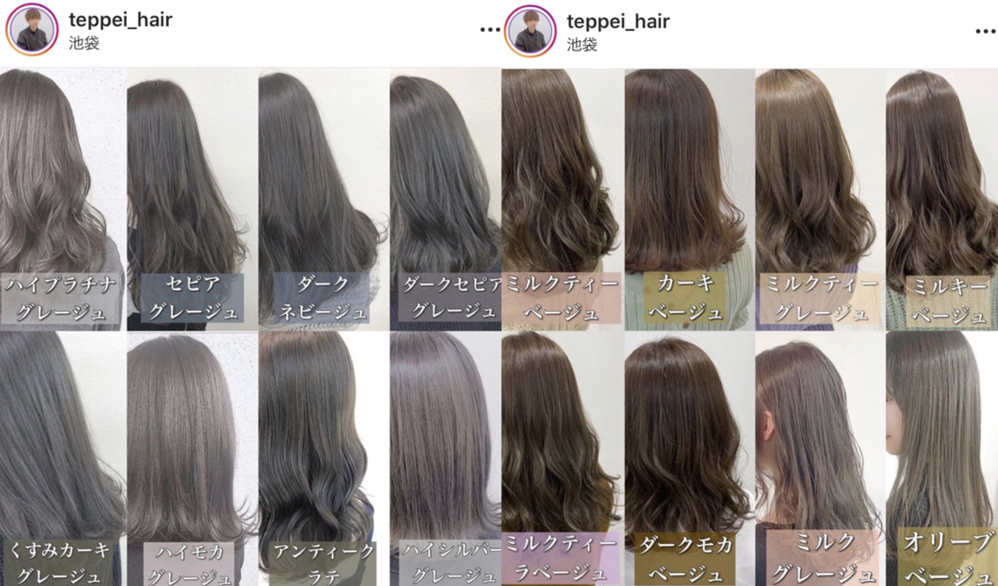 じゅんちゃん 髪色悩んだ時はこれを見ればもう大丈夫 全60種ヘアカラー図鑑 カラーチェンジしたい時の参考になる T Co Om2snagreq Twitter