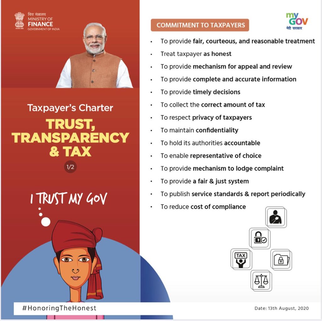 Through the #TaxpayersCharter the Modi Sarkar has delivered on their commitment to #Taxpayers by ensuring trust & transparency.

#HonoringTheHonest