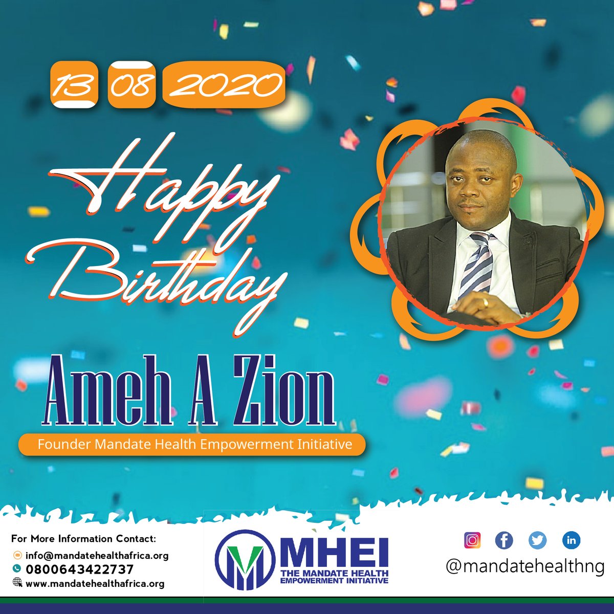 MandateHealthNG's tweet photo. Happy birthday to @zion_ameh our #hubris and #humongous President and CEO of @MandateHealthNG, may your days be long and the Lord grant you greater achievements in life sir, may this new year be the beginning of greater things to come. Amen
#HAPPY #BIRTHDAY @zion_ameh https://t.co/9FkNLLwdFn