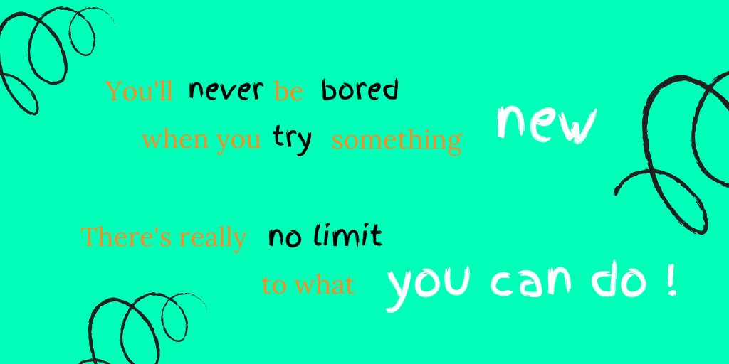 Try something NEW !

Take a break from boredom &amp; routine, set some attainable “newbie”  goals &amp; approach it with an open positive mindset !

Surprise yourself with a DIY project, walk a different route, make a new recipe, or take a course.   
 
#HDSBstillconnected @oodps1 <a href="/HDSB/">Hugo Borges</a>