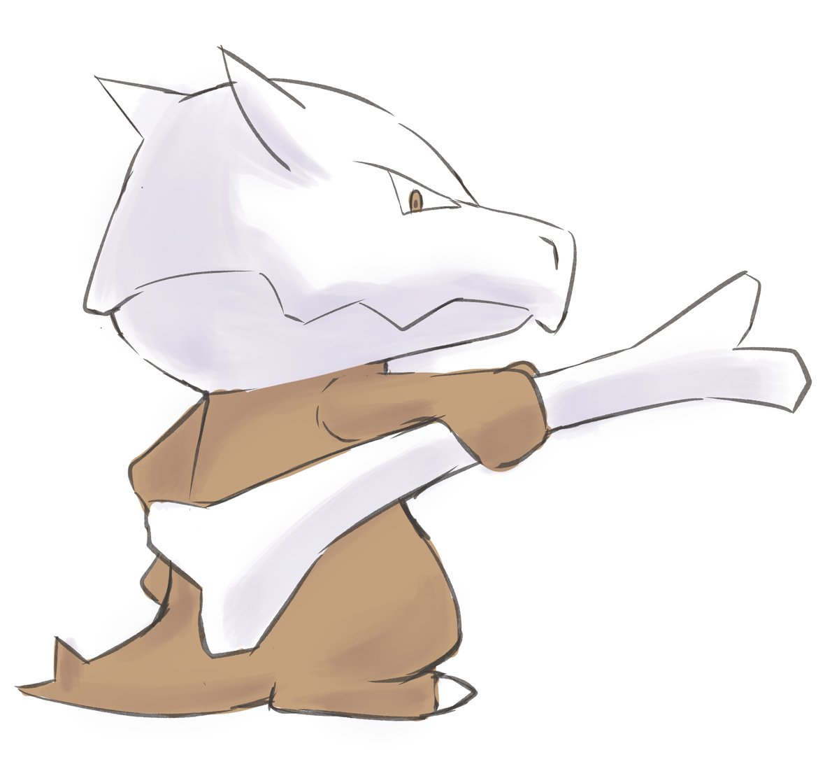 ポケモン 今日のポケモン図鑑no 106 ポケモン ガラガラ 藤色抹茶のイラスト