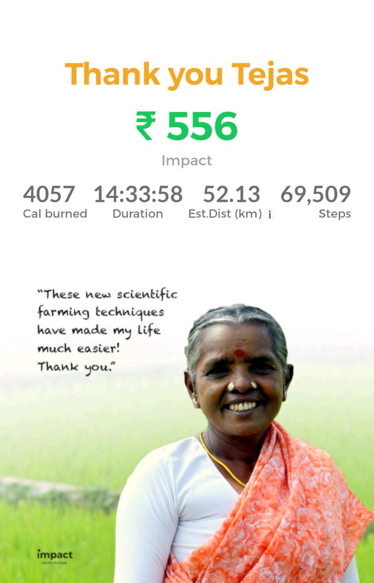 tejasmishra1997's tweet photo. I raised โน 471 today for providing training to farmers to grow better crops walking indoors. #Impact app converted my steps to charity. Thanks to #Jubilant_Lifesciences for sponsoring my workout. #MSDhoni #TheInspiration #WalkToContribute ๐ https://t.co/A1x6M8jVN6 https://t.co/ABcEzJ5Lix