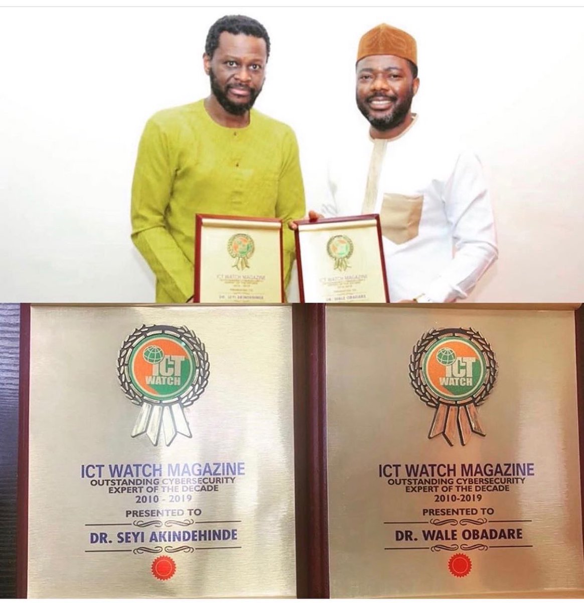 DigitalEncode's tweet photo. #AboutLastWeekThursday - Another award 🥇 in the bag! Digital Encode founders (#DrOlu and #DrOPA) has added yet another trophy 🏆 to their growing list of awards by winning the “Outstanding Cybersecurity Expert of The Decade” by ICT Watch Magazine. (https://t.co/z8rIVSkoHT) https://t.co/Lb5kJfrUu8