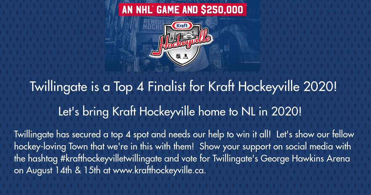 Town_of_NWV's tweet photo. We’re asking all Newfoundlanders and Labradorians to stand with them in support of hockey in rural communities and help them bring the honour of Kraft Hockeyville 2020 home! https://t.co/2nzYUldzSm