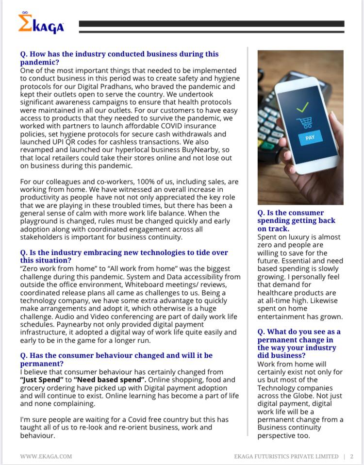 Ekaga_India's tweet photo. Ekaga brings to you a special edition of interviews with the INDUSTRY EXPERTS,“The New Normal - #Business in 2020 and Beyond”,an endeavour to help all our clients &amp; partners across the globe to get clear understanding of business changes in the Indian Market POST COVID. (1/2) https://t.co/AloefjTlaP