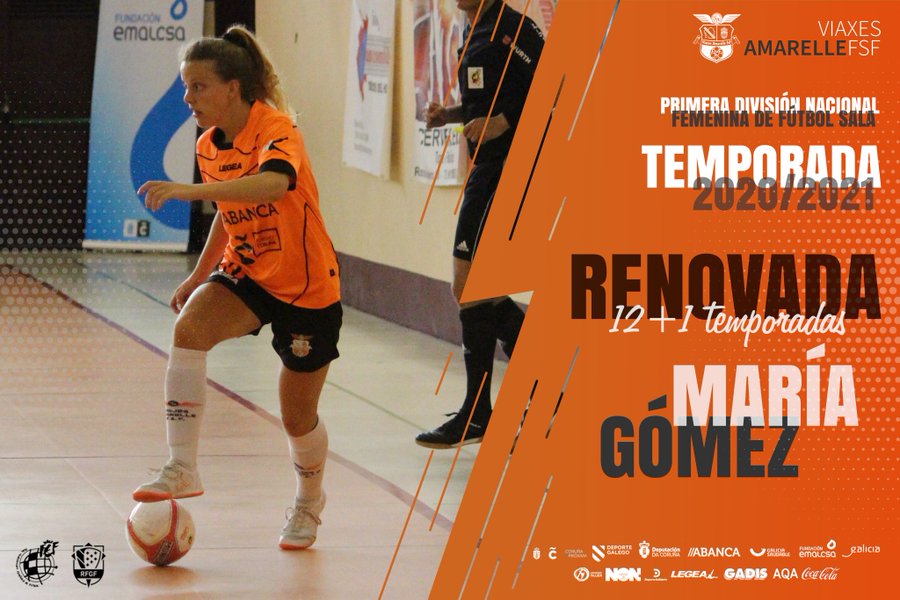 Compromiso renovado de María Gómez con el primer equipo del Viaxes Amarelle FSF, para iniciar su temporada 13 en el club