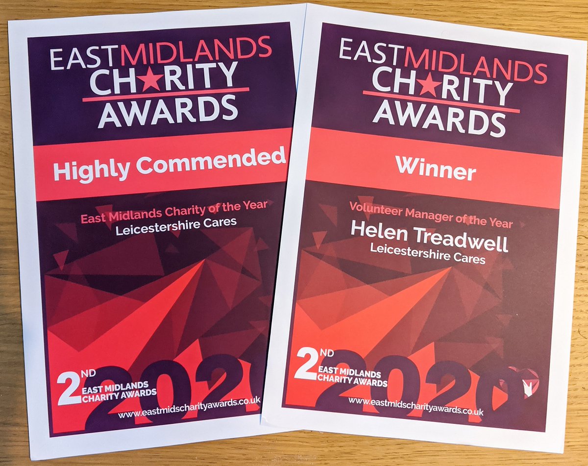 Great to have our <a href="/EMCharityAwards/">East Midlands Charity Awards</a> certificates! Looking forward to getting these framed and up in the office🤩 Congrats again to our award winning team! #TogetherWeCan