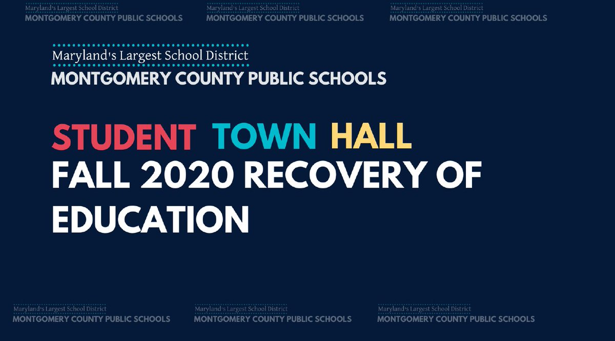 mcpsslu's tweet photo. ATTN STUDENTS! Join us this evening at 7PM. @nickasante_ @jasontwu_ @layna_sofia @xiAshley31  are hosting a discussion event with @MCPS staff about the student experience as we prepare for the return to virtual learning. Watch live tonight at 7PM: https://t.co/Nex4jeHyba https://t.co/UtVeNcqKgH