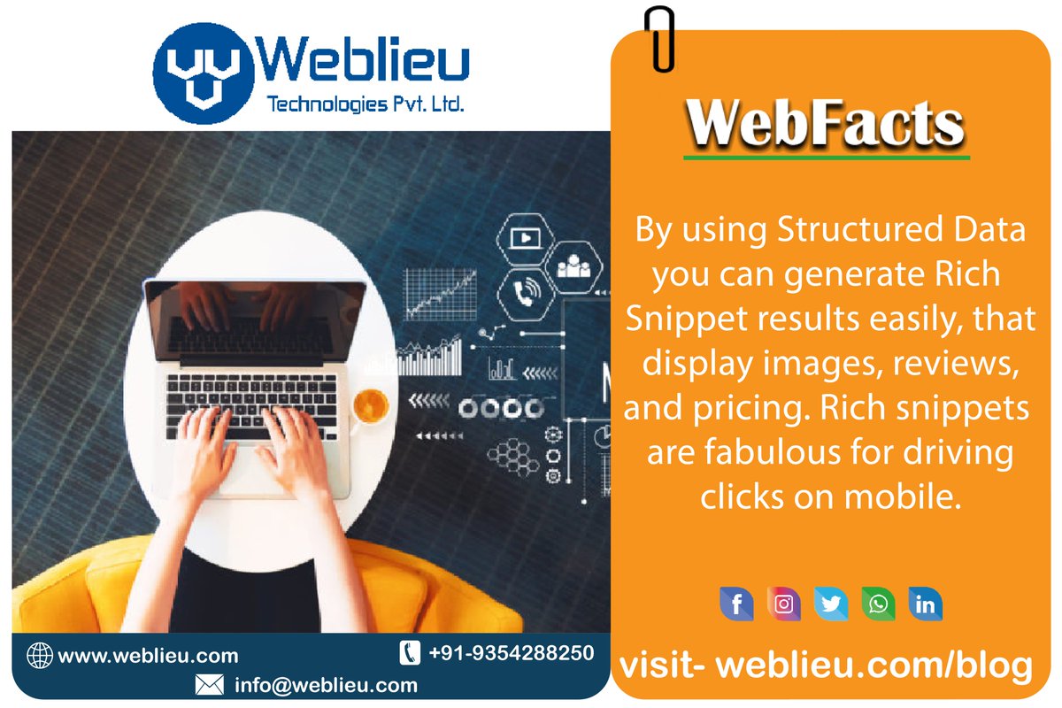 weblieu's tweet image. By using #StructuredData you can generate #RichSnippet results easily, that display #images, reviews, and pricing. Rich #snippets are fabulous for driving clicks on #mobile.
.
#weblieu #structureddata #googleguidelines #technicalseo #schema #CTR #seo #searchengineoptimization