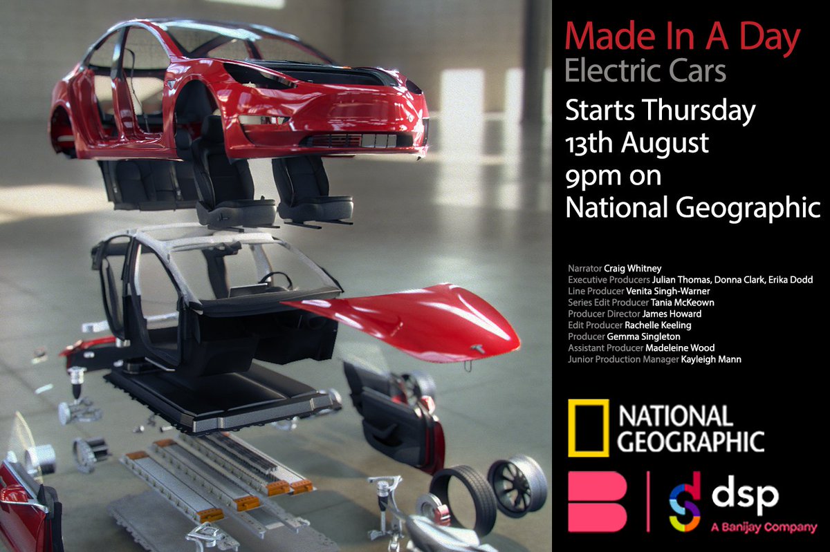 radiantpostprod's tweet photo. Made In A Day - Electric Cars on tonight on @NatGeoUK Well done @DarlowSmithson https://t.co/5DuquCoNo8