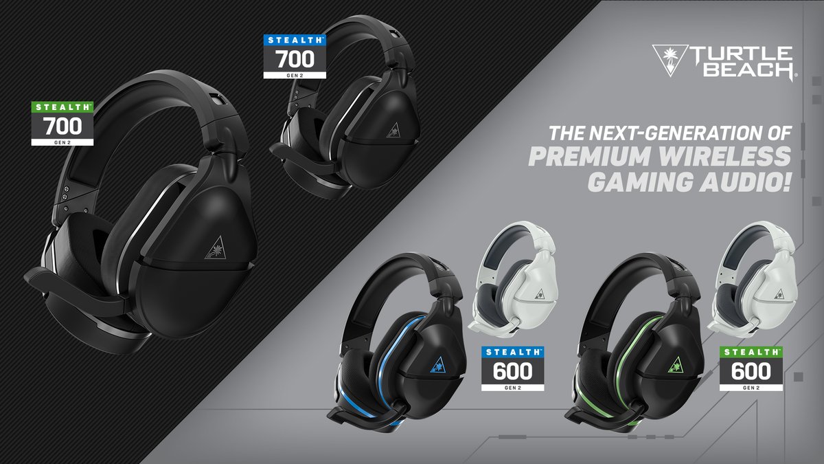 TurtleBeach's tweet photo. The successors to the best-selling wireless gaming headsets are HERE! The Stealth 600 &amp; 700 Gen 2 for Xbox and PlayStation consoles feature massive upgrades to audio quality, comfort and durability giving you the competitive advantage. https://t.co/q7K7rRw0QC #HearEverything https://t.co/4UGsOJfUB1