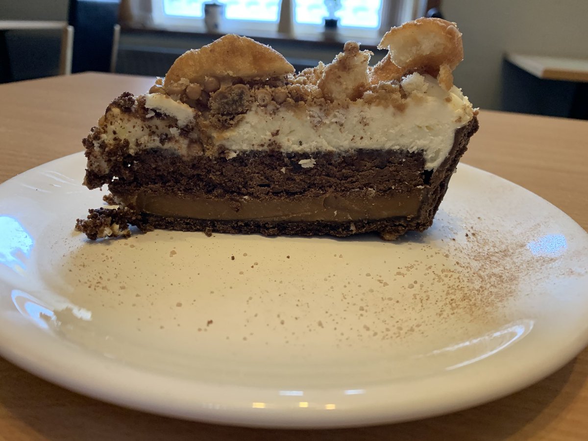 cafeneenas's tweet photo. New addition to our cake selection today 
LOADED CRISPY DONUT CREME PIE yummy yummy
#treattime #whynot #holidays #chocolatefix https://t.co/krWGZGoAeu