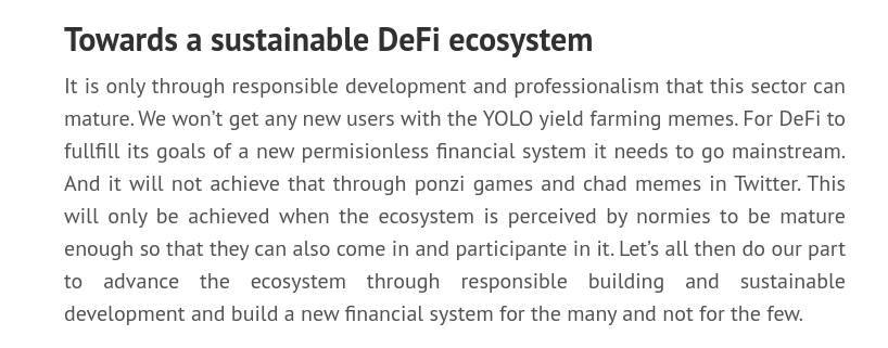10/X:Finally thinking on what it will take to create a truly sustainable and permisionless DeFi ecosystem where even "normies" can participate in. What will it take to reach mass adoption.