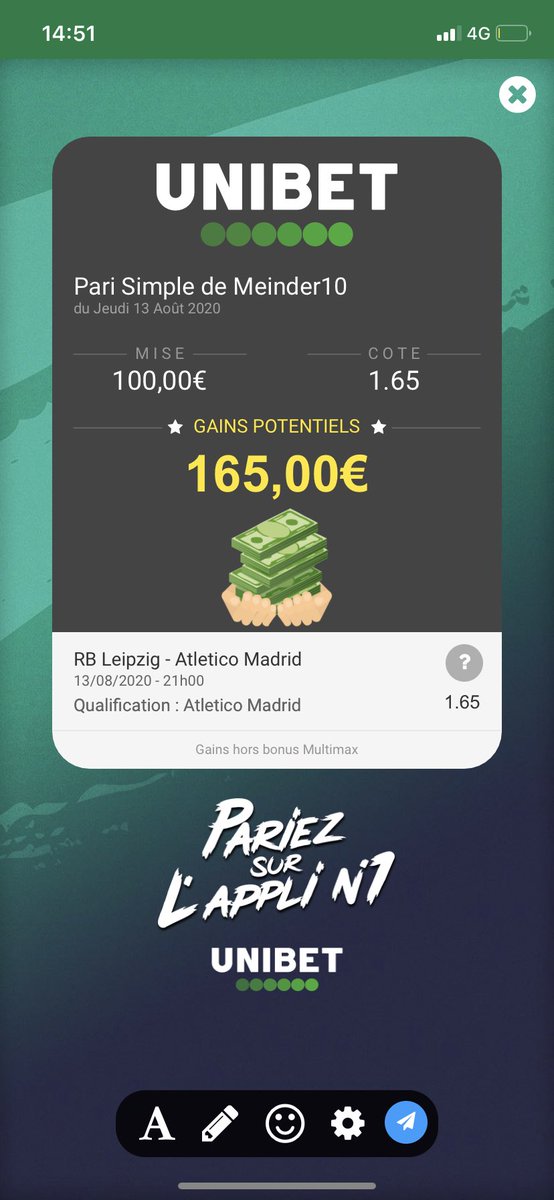 BMPronos3's tweet image. 100€ sur l’Atletico contre le Leipzig ce soir 🤑