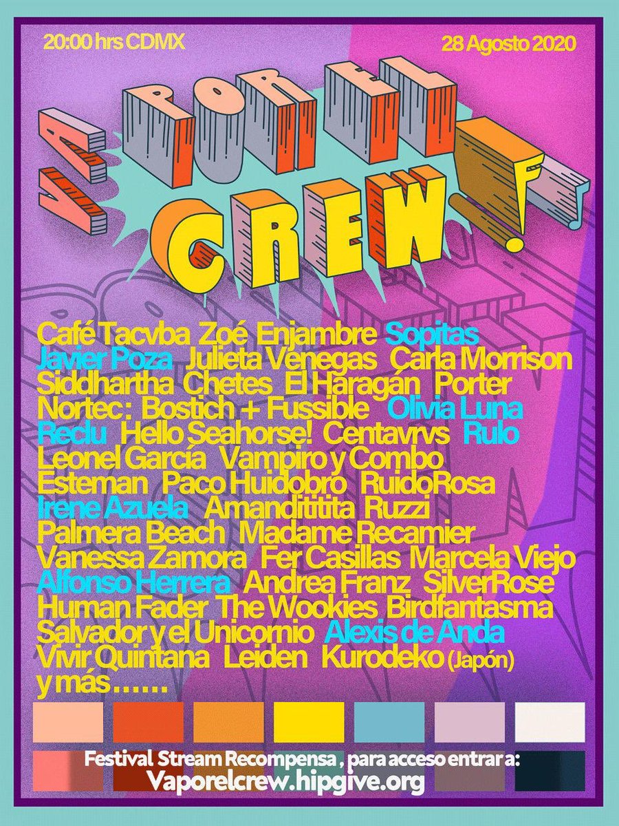 🧿💫🎹🎧🎤🥁🎸❤️⚡️❤️
Festival virtual para apoyar a la banda del crew. Dona $150 en las recompensas de #VaporelCrew y únete con nosotrxs por una gran causa. ¡Esta #VaporelCrew! Entren en: vaporelcrew.hipgive.org ¡Te esperamos!