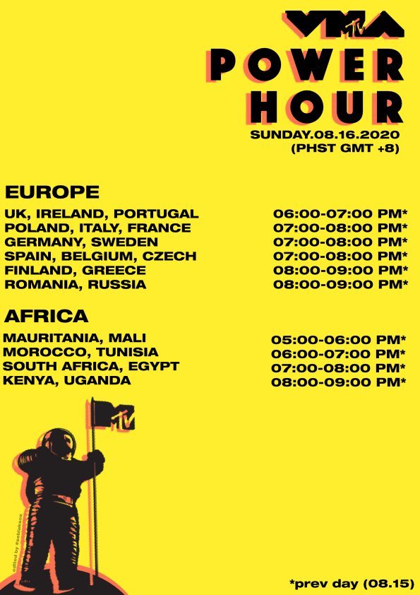 Please see the time chart below so you will know on what date & time you'll vote. This will happen all at the same time, in sync. PH Standard Time is used so there will be places where it's August 16 while others are on August 15. We're all voting together so pls mind the dates.